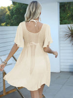 Openwork Flutter Sleeve Cover-Up Dress - Ladyez