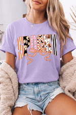 Halloween Spooky Letter Graphic Round Neck Casual T Shirt