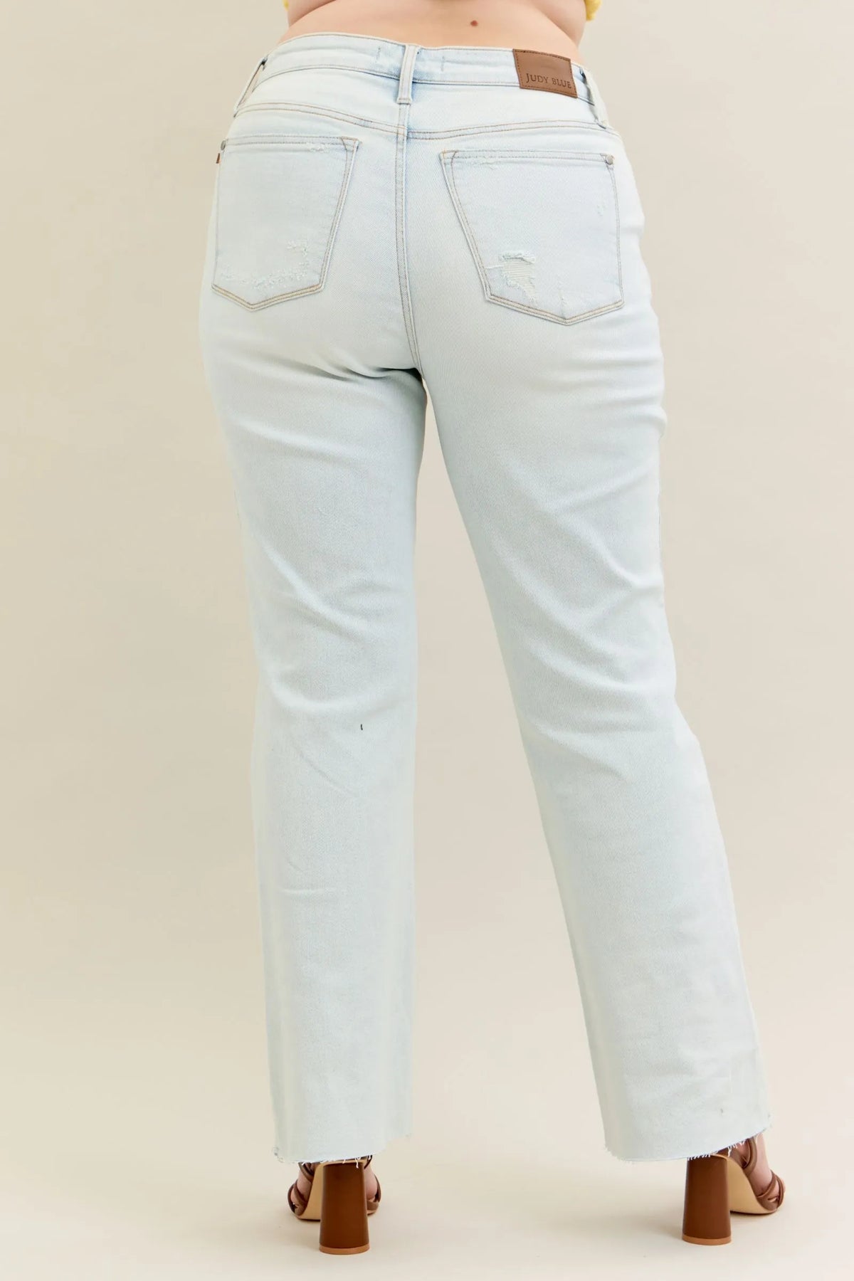 Judy Blue Full Size Destroy & Fray Hem Bootcut Jeans Plus Size - Ladyez