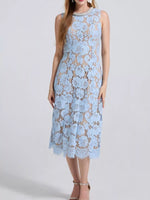 Pearl Neckline Sleeveless Lace Dress