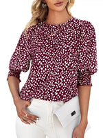 Animal Print Half Sleeve Blouse