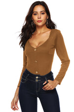 Button Detail Bodysuit - Ladyez