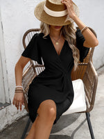 Surplice Short Sleeve Mini Dress - Ladyez