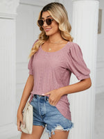 Ruched Notched Long Sleeve T-Shirt