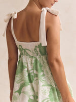 Printed Tie Shoulder Mini Dress