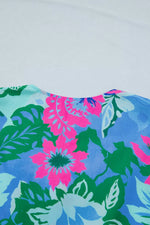 Floral Print V Neck Half Sleeve Blouse