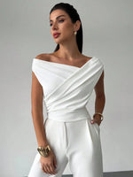 Asymmetrical Ruched Short Sleeve Top - Ladyez