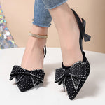 Rhinestone Bowknot Slingback Pumps