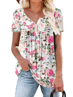 Plus Size Floral Print Short Sleeve T-Shirt
