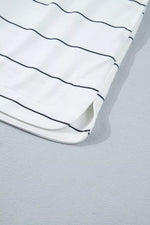 Stripe Half Sleeve Tee and Drawstring Shorts Set