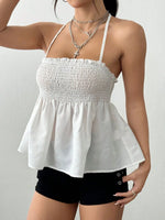 Smocked Frill Halter Neck Cami