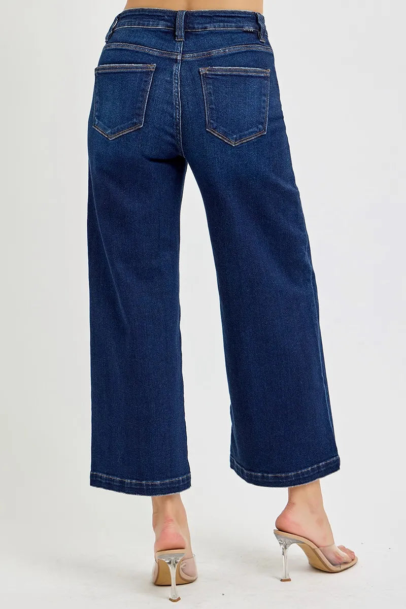 RISEN High Rise Crop Wide Jeans - Ladyez