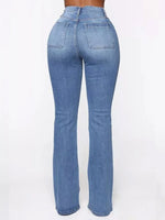 Full Size High Waisted Button-Fly Flare Jeans Plus Size - Ladyez