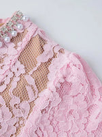 Lace Pearl Neckline Midi Dress