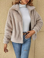 Full Size Faux Fur Zip-Up Outerwear Plus Size