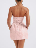 Lace-Up Sleeveless Satin Mini Dress with Bow - Ladyez
