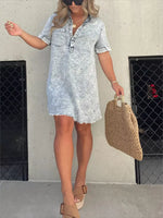 Full Size Raw Hem Short Sleeve Dress Plus Size