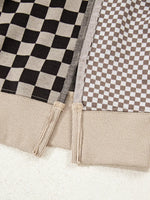 Mixed Checkered Pattern Patchwork High Low Casual Top