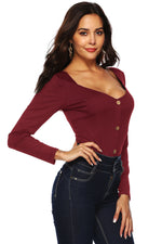 Button Detail Bodysuit - Ladyez