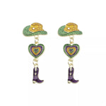 Cowboy Hat Boot Dangle Earrings