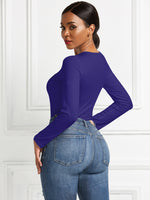 Round Neck Long Sleeve Bodysuit - Ladyez