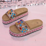 Rhinestone Open Toe Platform Sandals