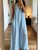 Full Size Halter Neck Wide-Leg Jumpsuit Plus Size