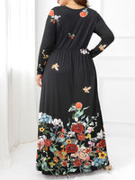Plus Size Round Neck Maxi Dress with Pockets - Ladyez