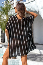 Angel Wings Openwork V-Neck Short Sleeve Cover Up - Ladyez