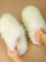 Fuzzy Round Toe Slippers - Ladyez