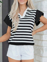 Striped Ruffled Sleeve Blouse