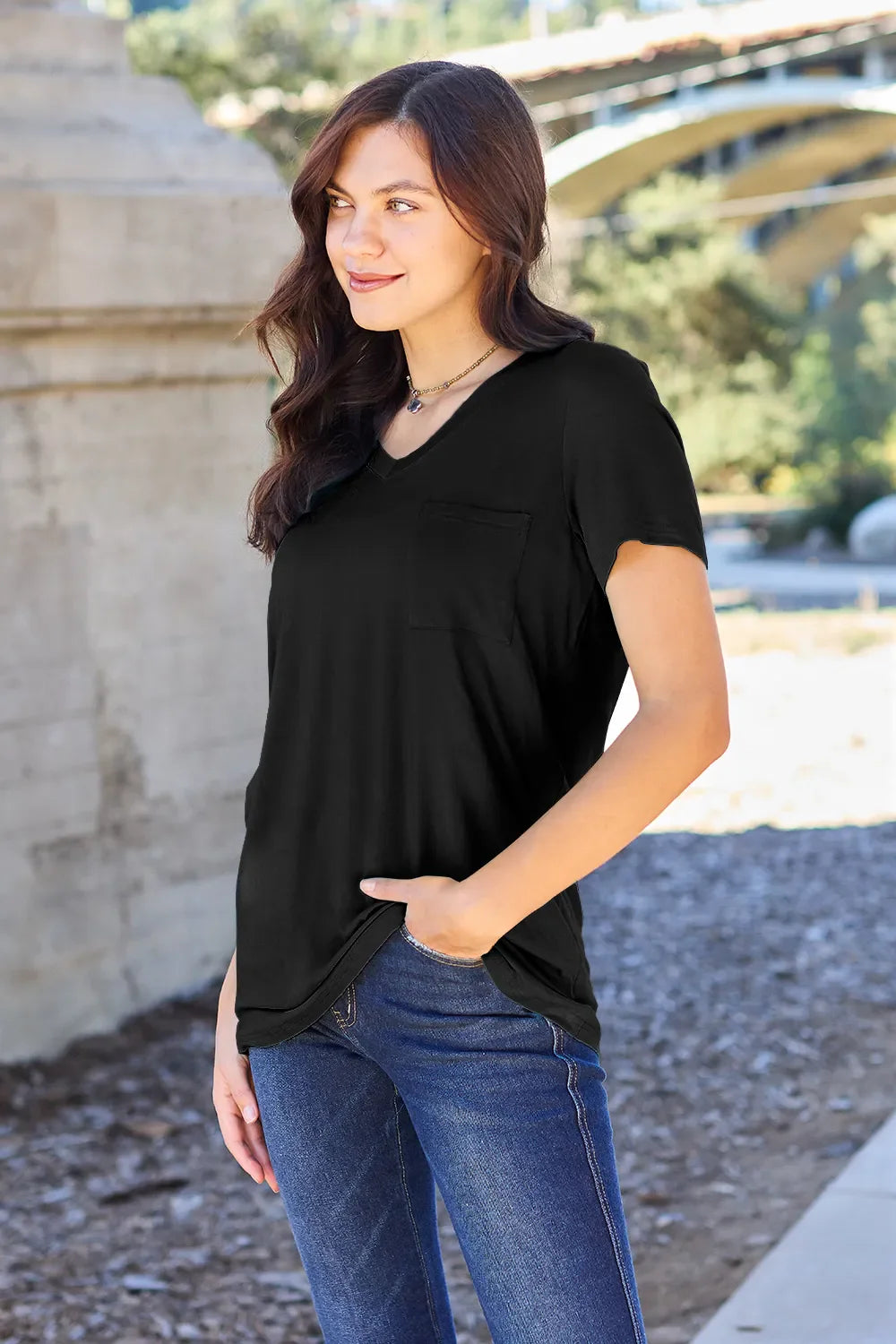 Basic Bae Bamboo Full SizeV-Neck Short Sleeve T-Shirt