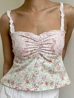 Lace Detail Floral Sweetheart Neck Cami
