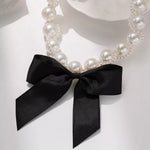 Pearl Choker Necklace with Bow Accent