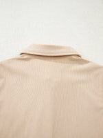 Corduroy Half Button Collared Long Sleeve Mini Dress