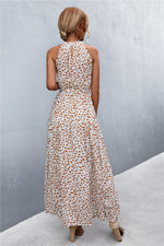 Printed Sleeveless Tie Waist Maxi Dress - Ladyez