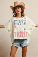 BiBi Mix And Match Stars And Stripes Patchwork Short Sleeve T-Shirt