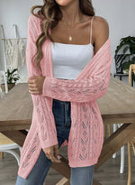 Openwork Open Front Knit Cardigan