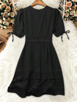 Lace Detail V-Neck Mini Dress