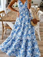 Floral Print Maxi Dress with Spaghetti Straps