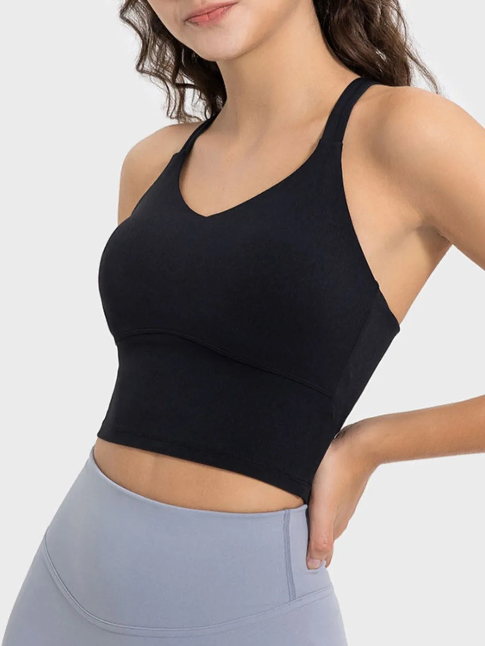 Millennia Crisscross Round Neck Active Tank - Ladyez
