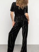 Velvet Top and Wide-Leg Pants Set