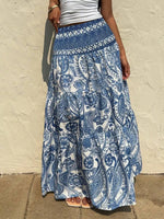 Paisley Print Tiered Maxi Skirt