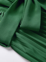 Tied Surplice Cap Sleeve Pleated Dress - Ladyez