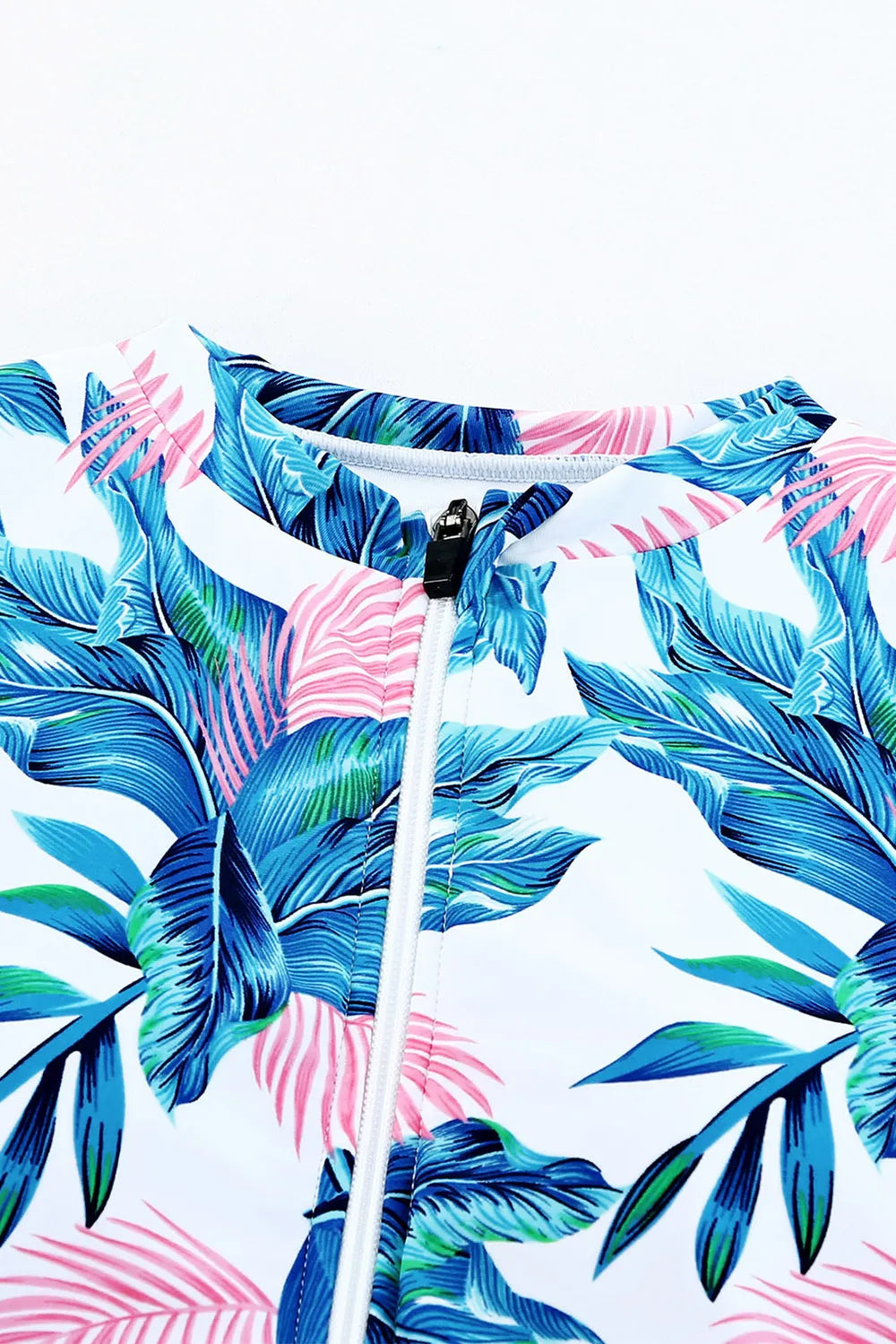 Printed Notched Half Sleeve One-Piece Swimwear - Ladyez