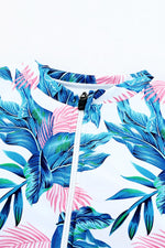 Printed Notched Half Sleeve One-Piece Swimwear - Ladyez