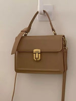 Leather Crossbody Bag with Golden Clasp