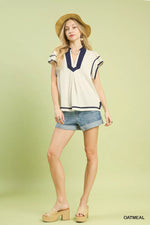 Umgee Linen Ruffle Sleeve Top