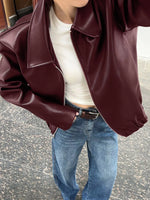 Faux Leather Zip Up Jacket