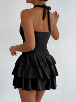 Halter Neck Ruffle Layered Dress